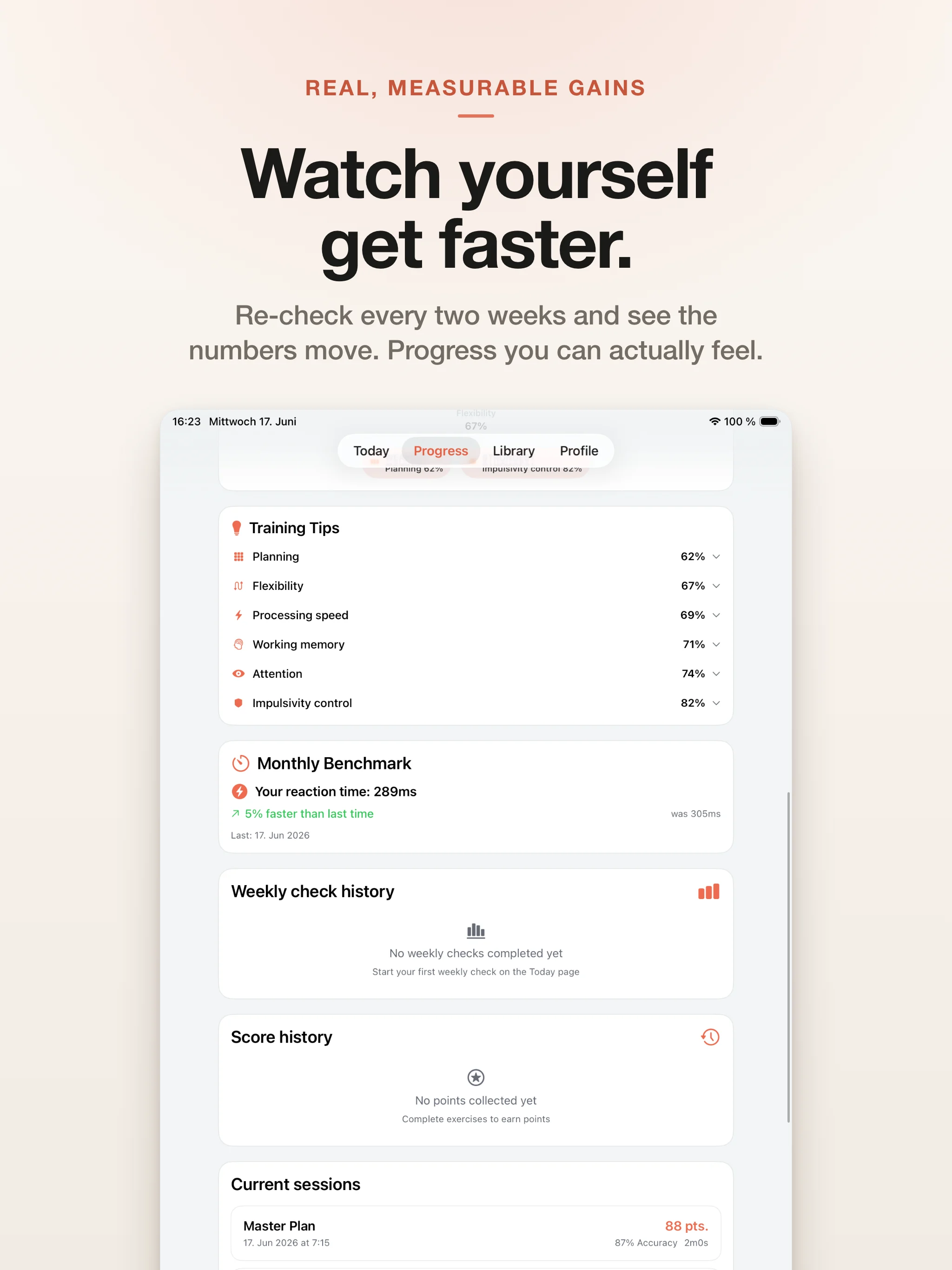 Watch yourself get faster — measurable gains every two weeks