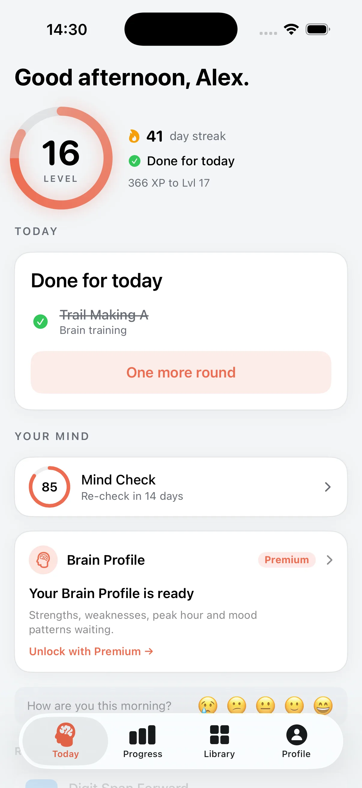 SynapseGym App - Today Screen