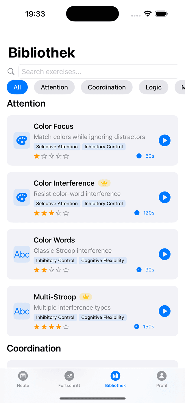 SynapseGym App - Exercise Mode